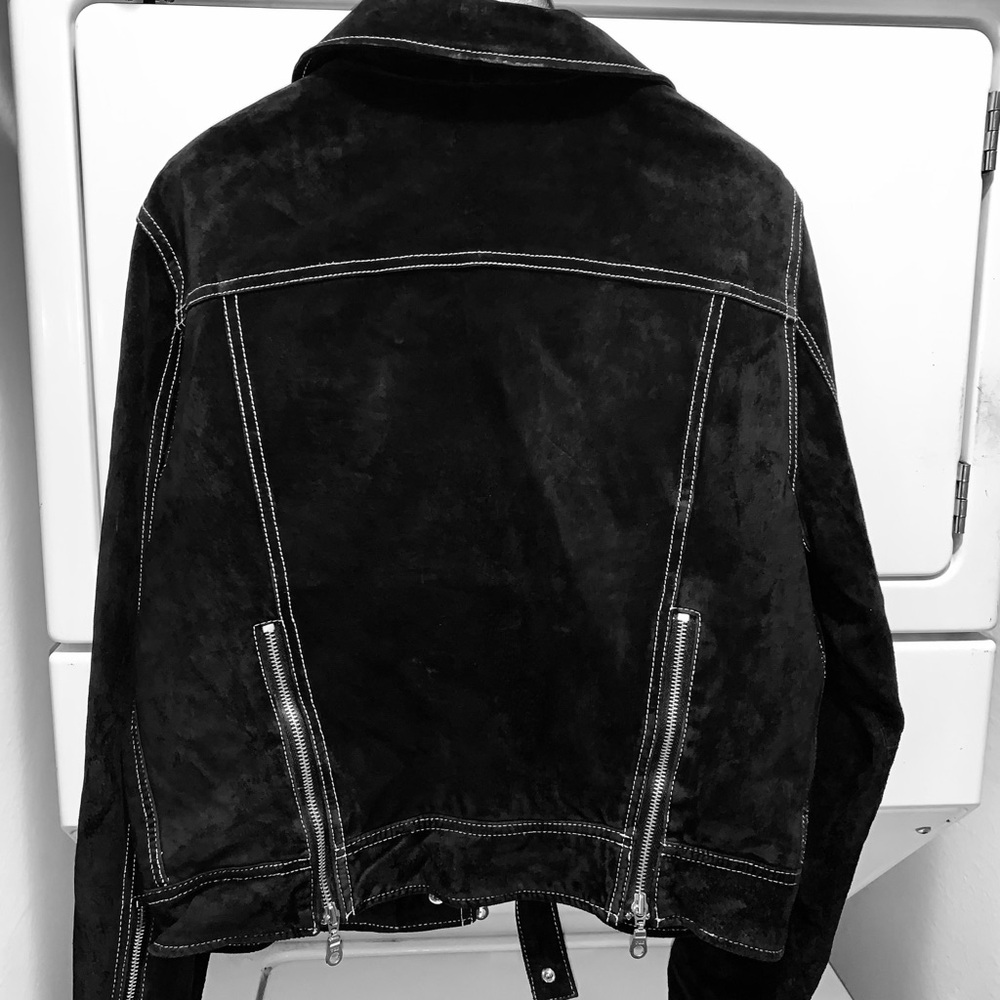 Wilsons Leather Dark Jacket with Contrast Stitching - Picture 6 of 8